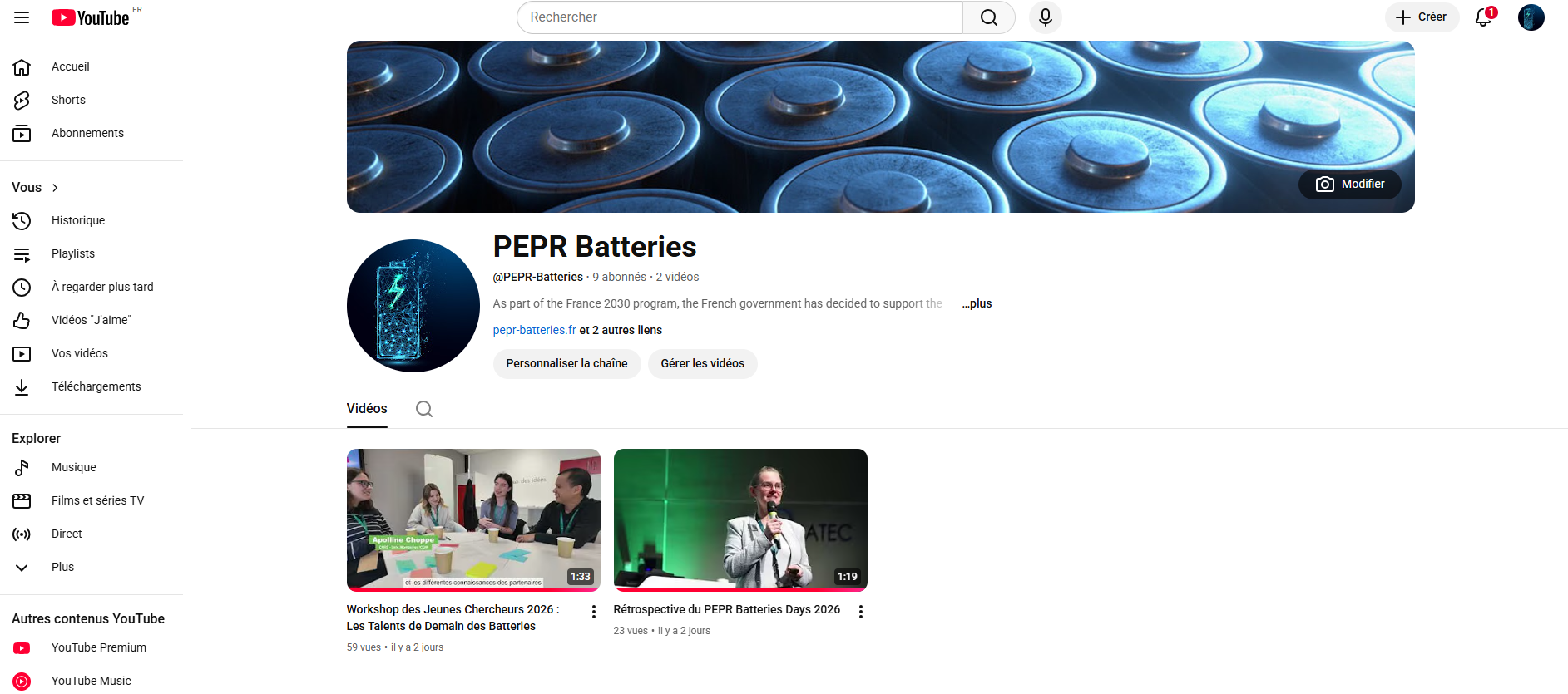  Le PEPR Batteries lance sa chaîne YouTube 🎥 : explorez l’innovation batterie en vidéo ! 